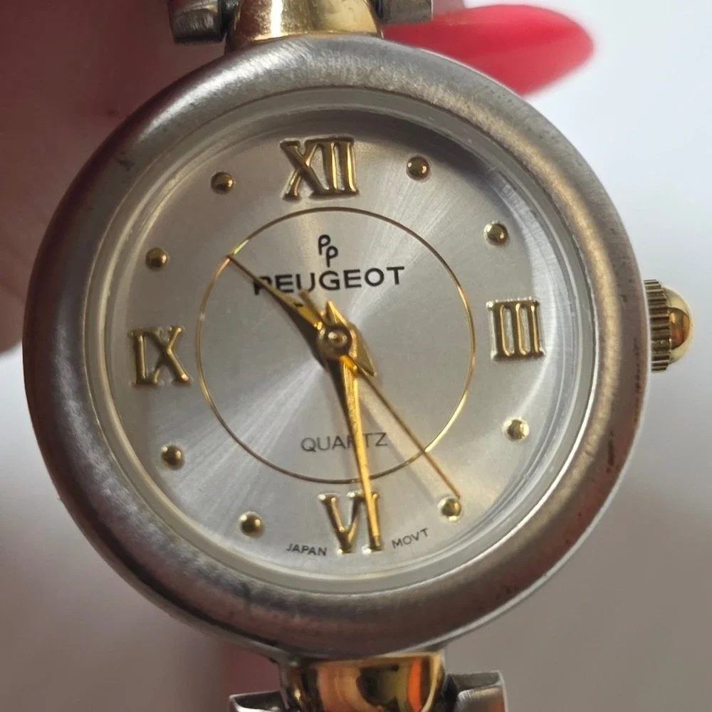 Peugeot Two-Tone Quartz Watch OS Silver Gold Fair Vintage